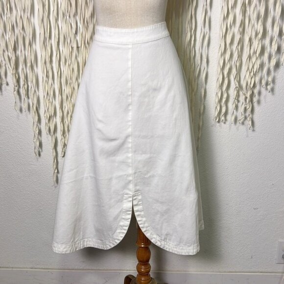 ALPHA60 White Cotton Blend A-Line Midi Length Skirt Size Small - Picture 1 of 9